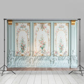 Lofaris Outline Trim Fancy Light Blue Retro Wall Backdrop